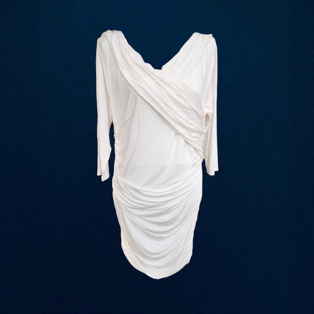 Ruby Ribbon Cream Bodycon Sheath Dress - Size XXL